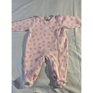Absorba Pink Teddy Bear Ribbed Footie Outfit Baby Girls 3 Months